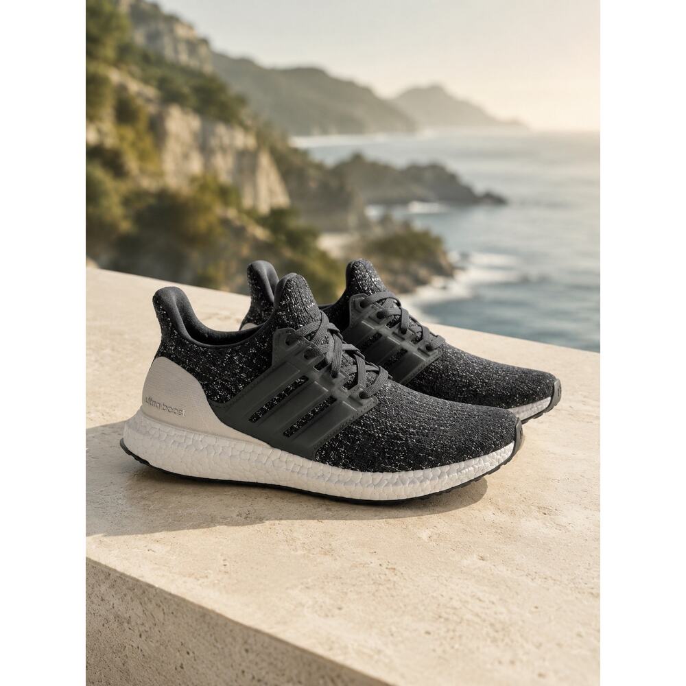 ADIDAS ULTRA BOOST Womens Size 6.5 in Black Heathered Knit and Light Pink